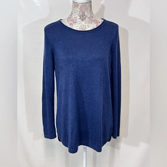 MAGASCHONI Navy Blue scoop neck sweater size L. - Picture 1 of 14